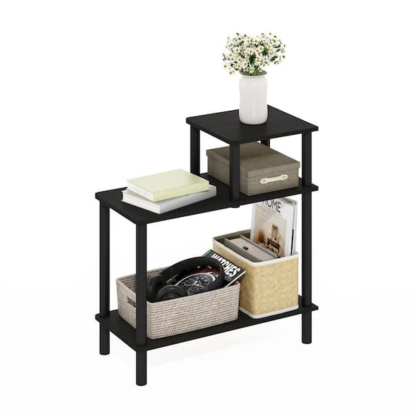 Furinno Turn-N-Tube 23.62 in. Espresso/Black Rectangle Wood End Table