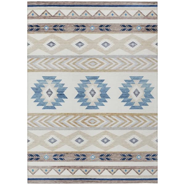 Sonora Ivory 8 ft. x 10 ft. Geometric Indoor/Outdoor Area Rug