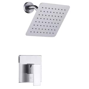 Square 1-Spray Patterns with 1.6-GPM 8 in. Wall Mount Rain Fixed Shower Head in Brushed Nickel