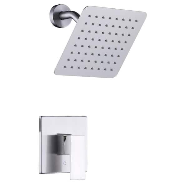 ARCORA Square 1-Spray Patterns with 1.6-GPM 8 in. Wall Mount Rain Fixed Shower Head in Brushed Nickel
