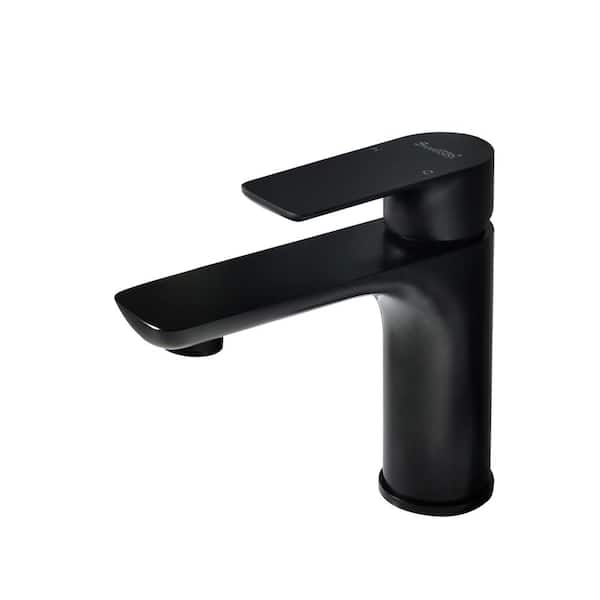 Miscool Laderah Single-Handle Single-Hole Deck Mount Bathroom Faucet Spot Resistant in Matte Black