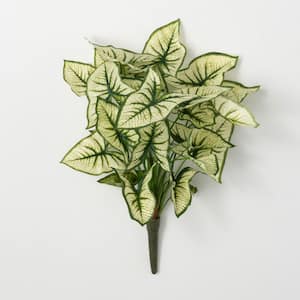 Artificial 19 in. Green Syngonium Variegated Leaf Bush