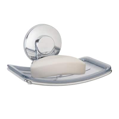 Carnation Home Clear with Frosted Trim Rib-Textured Soap Dish 