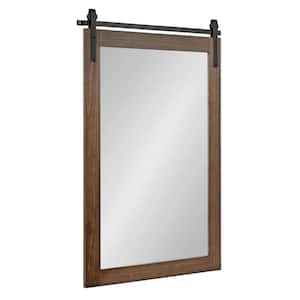 Cates 25.75 in. W x 38.75 in. H Walnut Brown Rectangle Farmhouse Framed Decorative Wall Mirror