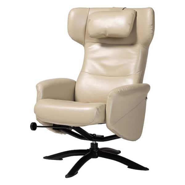 Baxton Studio Elwood Beige and Black Arm Chair with Ottoman