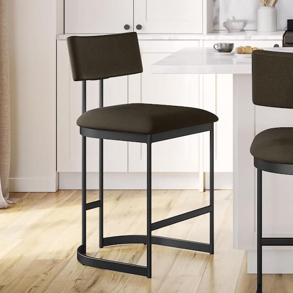 Amisco Lucio 26 in. H Pale and Dark Brown Polyurethane/Black Metal Back Counter Stool