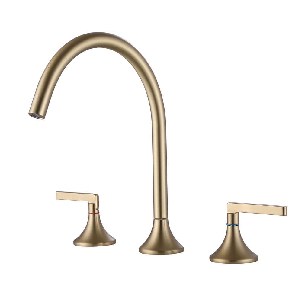 8 in. Widespread Double Handle Bathroom Faucet Modern Brass 3 Hole Bathroom Sink Taps in Brushed Gold price history on PriceWatchPro