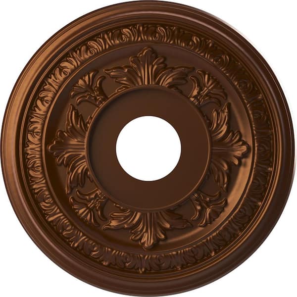 Ekena Millwork 16" OD x 3-1/2" ID x 1" P Baltimore Thermoformed PVC Ceiling Medallion Fits Canopies up to 6-1/2", Metallic Dark Copper