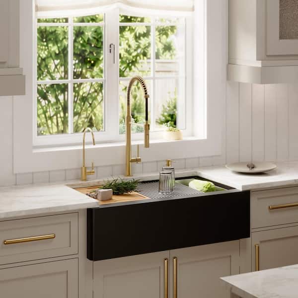 Karran QAWS- 740 Quartz 34 in. Single Bowl Farmhouse Apron Front