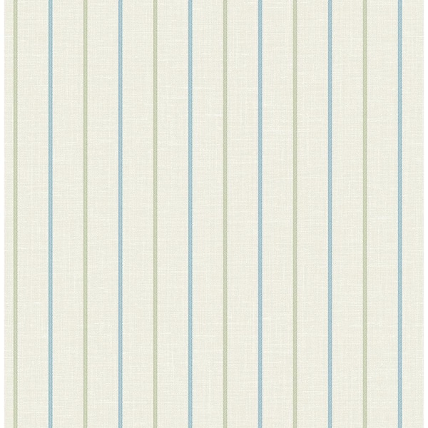 French Blue and Pomme Andree Stripe Paper Unpasted Nonwoven Wallpaper Roll 60.75 sq. ft.