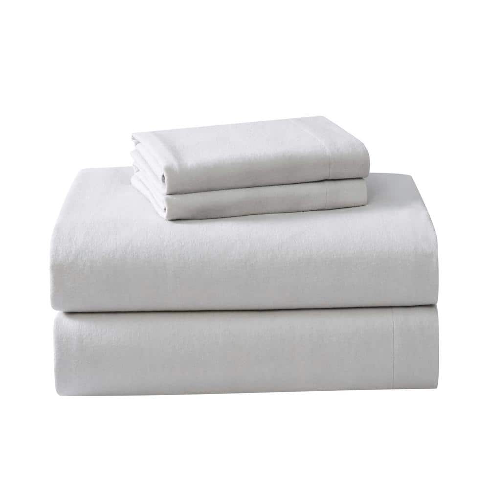 Twin Cloud Gray Cotton Flannel Deep Pocket Sheet Set