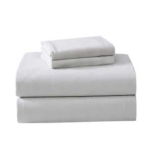 LA Solid 3-Piece Gray Cotton Twin Sheet Set