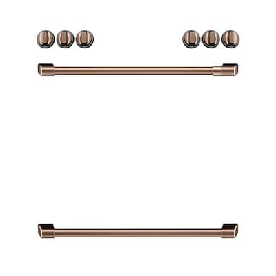 Front Control Electric Range Handle and Knob Kit in Brushed Copper