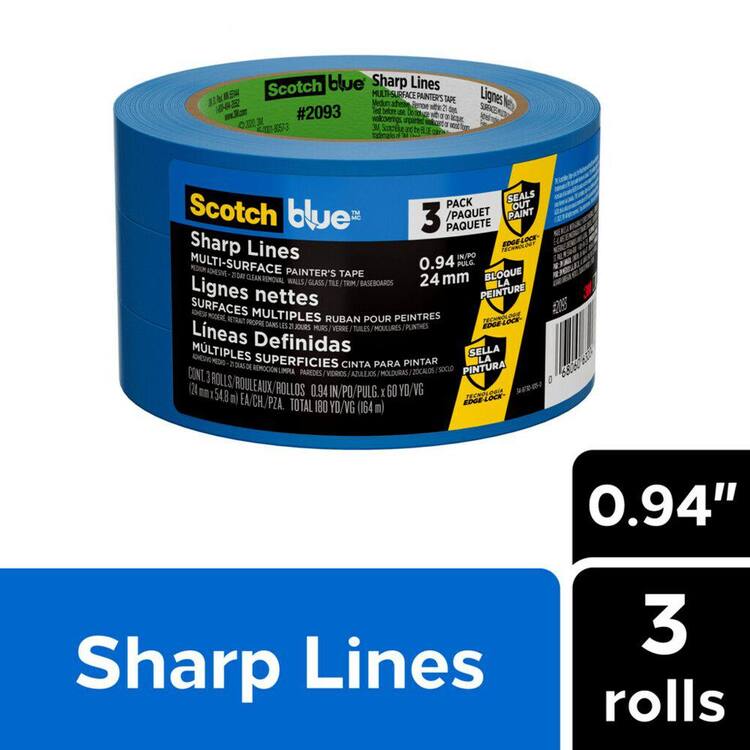3M ScotchBlue 0.94 in. x 60 yds. Sharp Lines Painter's Tape (3-Pack)