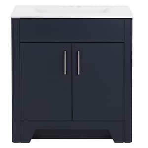 Branine 30 in. W x 19 in. D x 33 in. H Single Sink Freestanding Bath Vanity in Deep Blue with White Cultured Marble Top