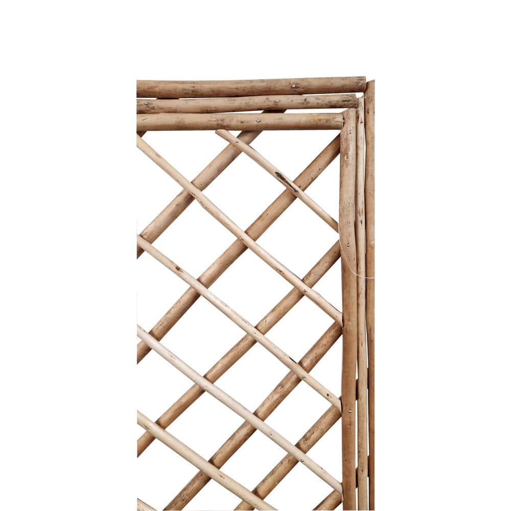 67'' Light Brown Willow Wood Trellis Panel