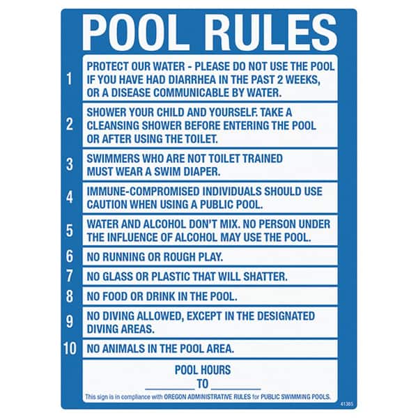 Poolmaster Sign for Residential Swimming Pools, Oregon Pool Rule