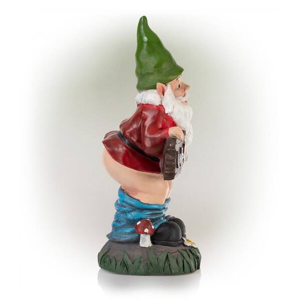 Funny Garden Gnomes 5'' Tall Naughty Gnome Garden Gnome Statue Sitting On Toilet Reading Phone Waterproof Resin Half Naked Gnomes Decor For Patio, Yard, Lawn 1
