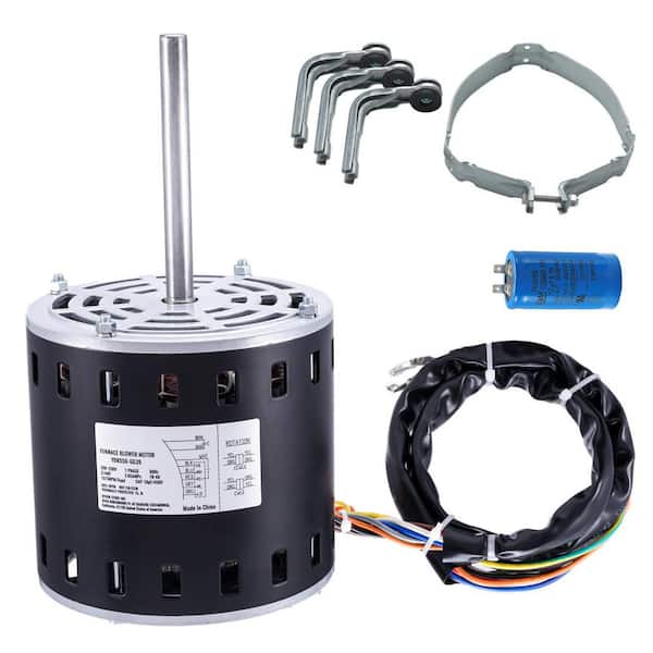 SKYSHALO 3/4HP Furnace Blower Motor, 208/230V 3.85 Amps, 1075 RPM 5-Speeds, CW/CCW Rotation, 48-Frame 4.8 in. Shaft Length