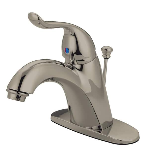Kingston Brass Yosemite Single-Handle Single Hole Bathroom Faucet with Plastic Pop-Up in Brushed Nickel