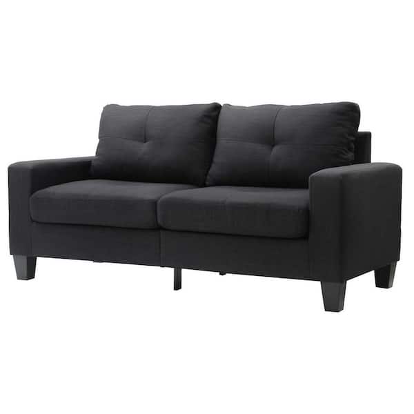 Newbury 71 in. W Flared Arm Cotton Straight Sofa in Black