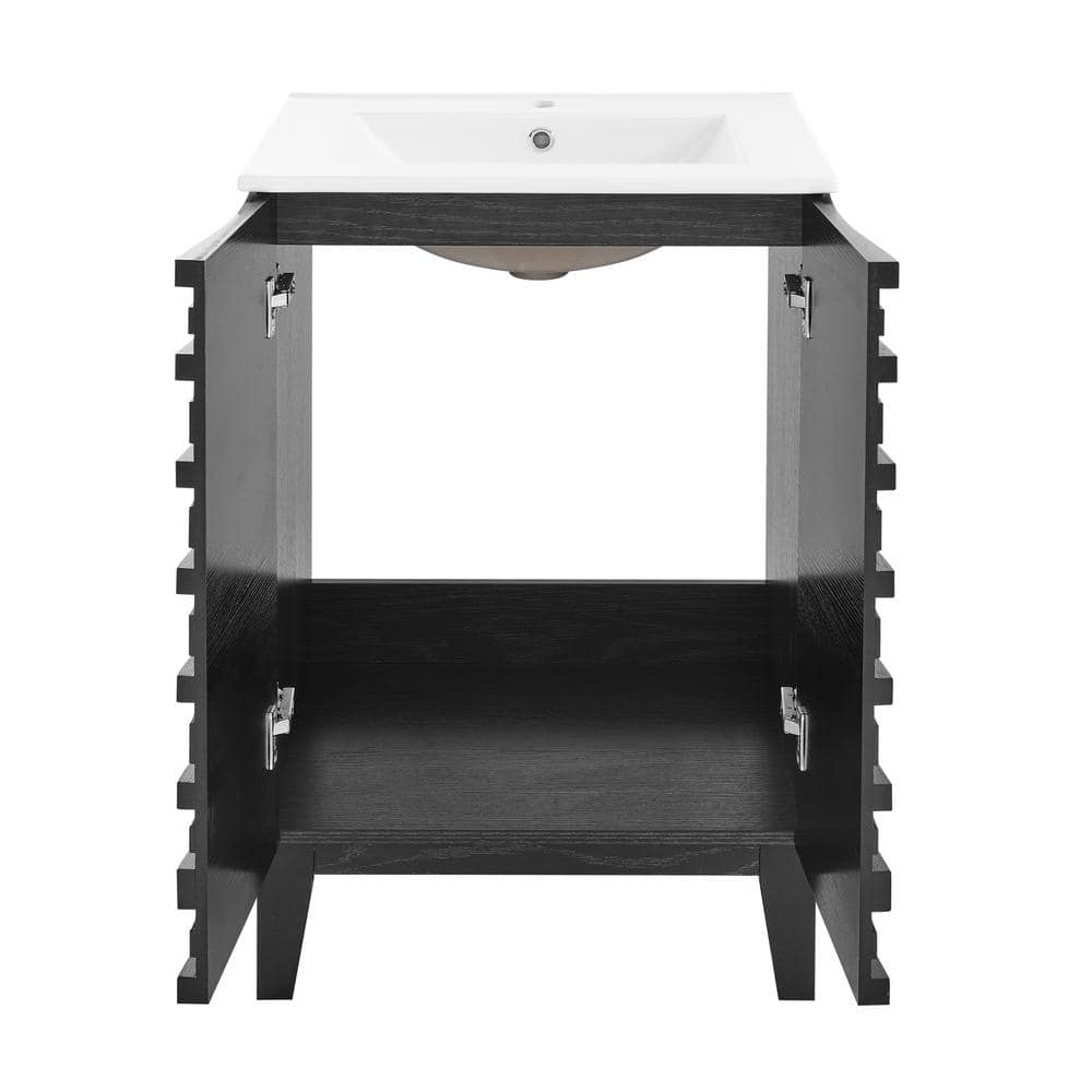 Black Freestanding 24" Single Bathroom Vanity with Raised Paneling