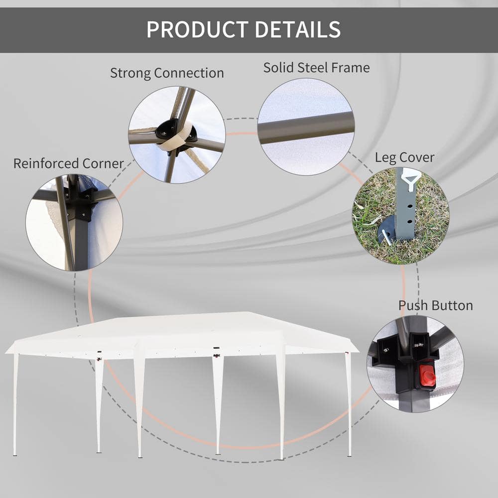 19 Ft. White Steel UV Resistant Pop-Up Canopy Tent