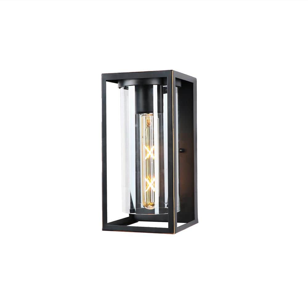 1 Light 10.25 in. Outdoor Imperial Black Wall Lantern Sconce