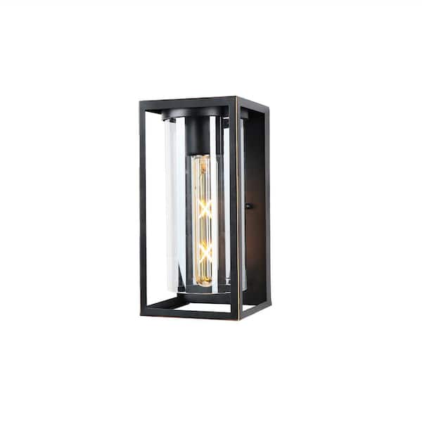 Unbranded 1 Light 10.25 in. Outdoor Imperial Black Wall Lantern Sconce