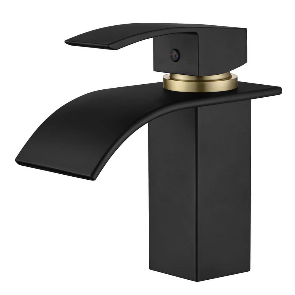 Waterfall Single Handle Single Hole Bathroom Faucet in Black and Gold price history on PriceWatchPro
