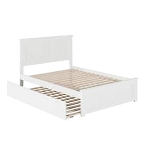 Nantucket Full Platform Bed with Matching Foot Board with Full Size Urban Trundle Bed in White