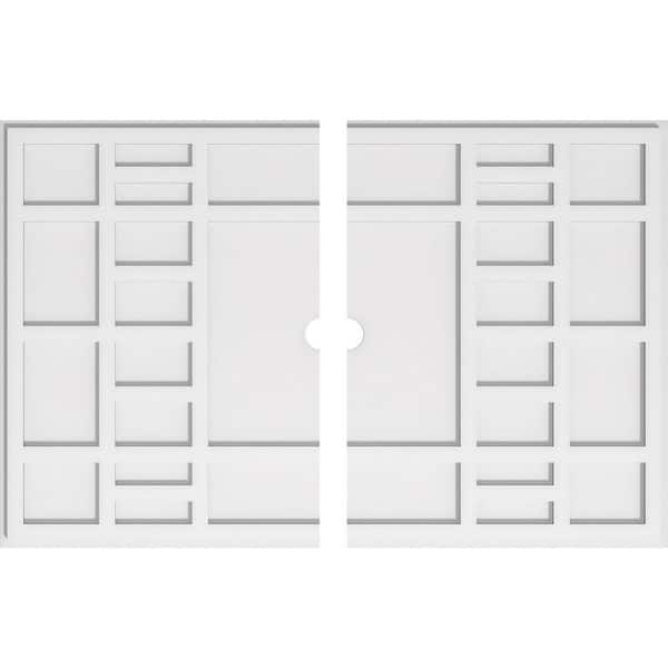 Ekena Millwork 40 in. W x 26-5/8 in. H x 2 in. ID x 1 in. P Beaux Architectural Grade PVC Contemporary Ceiling Medallion (2-Piece)