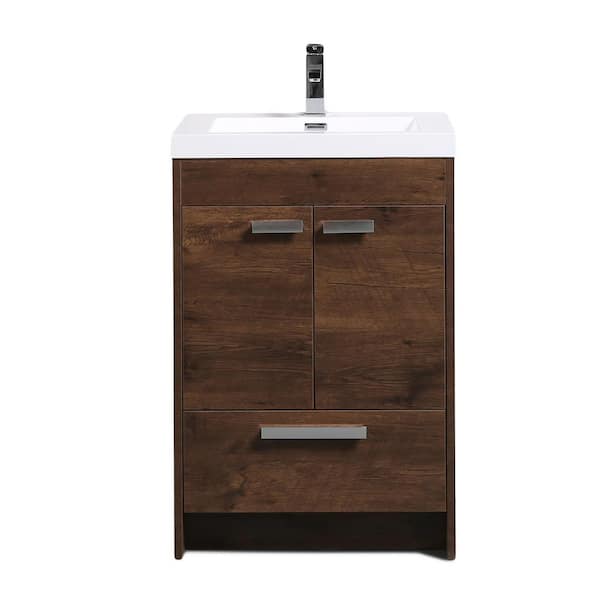 Lugano 24 in. Single Sink Rosewood Bath Vanity with White Acrylic Top (Assembled)