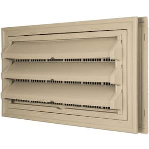 9-3/8 in. x 17-1/2 in. Foundation Vent Kit w/ Trim Ring and Optional Fixed Louvers (Galvanized Screen) #013 Light Almond