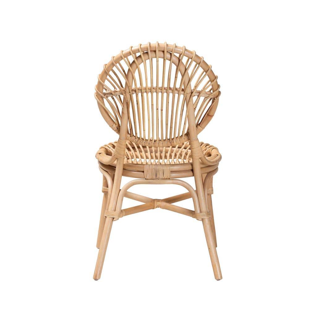 Iris Natural Brown Rattan and Cane Bohemian Side Chair
