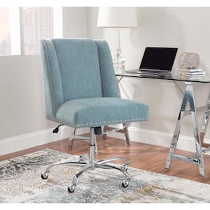 Alex Aqua Blue Fabric Adjustable Height Swivel Office Desk Task Chair in Chrome with Wheels