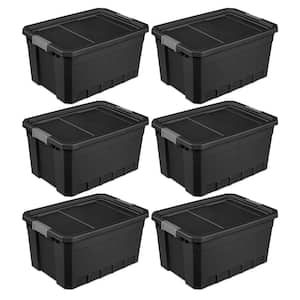 19 gal. Rugged Industrial Stackable Storage Tote with Lid in Black (6-Pack)