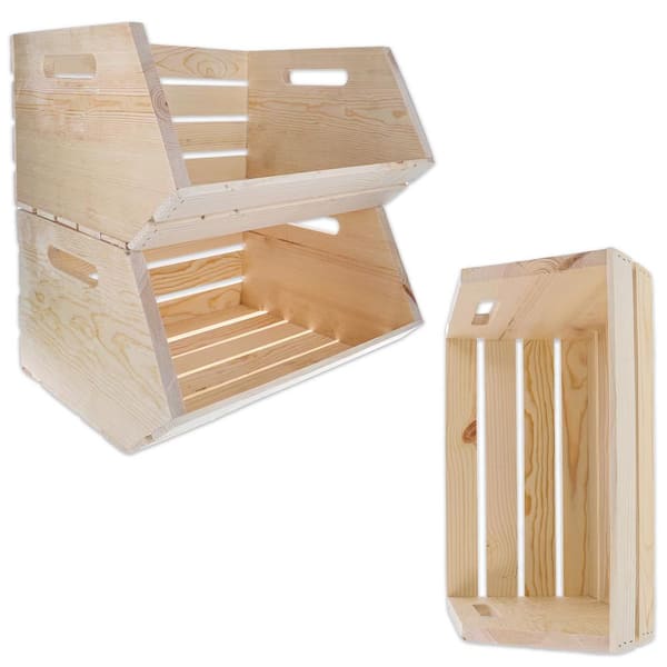 3 Pack 17.8 in. 16 in. 9.5 in. Pine Openfront Stackable Crate