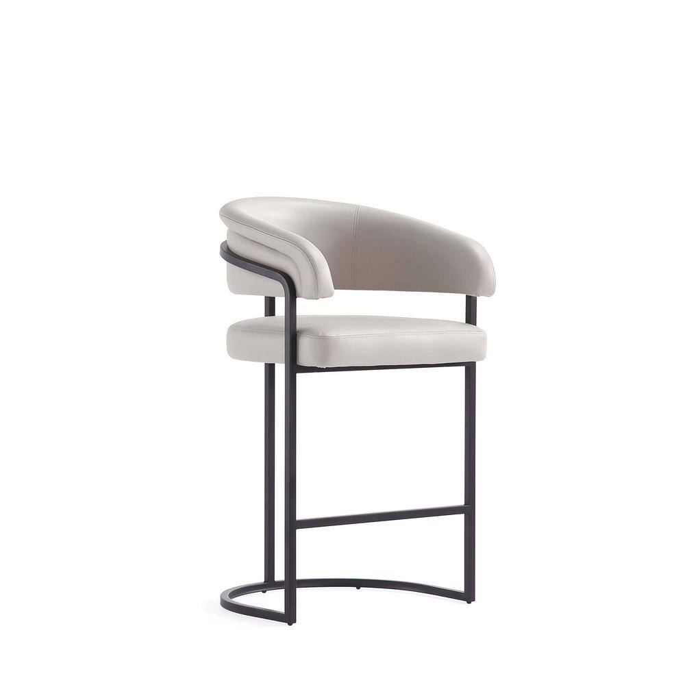 Augusta Light Gray Leatherette Modern Counter Stool with Metal Base