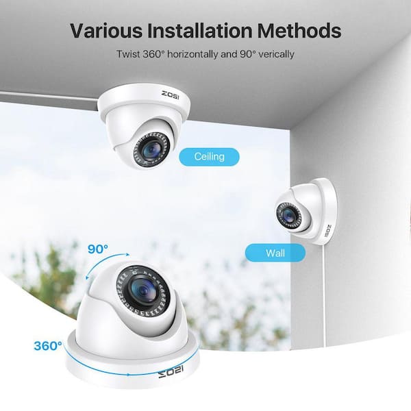 ZOSI Wired 1080p Outdoor Dome Security Camera 4-in-1 Compatible