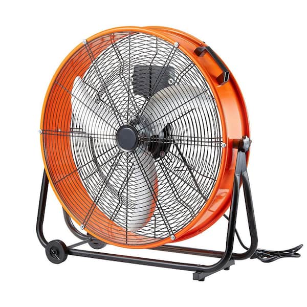 Drum Fan, 24 in. High Velocity Industrial Shop Fan, Heavy Duty Commercial Use 3-Speed 8600CFM, 360°Adjustable Tilting