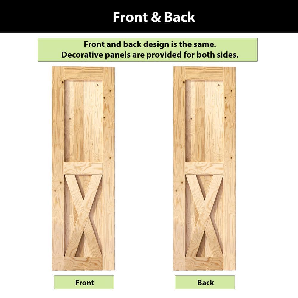 Unfinished Natural Pine Wood Single Barn Door, 26" x 84"