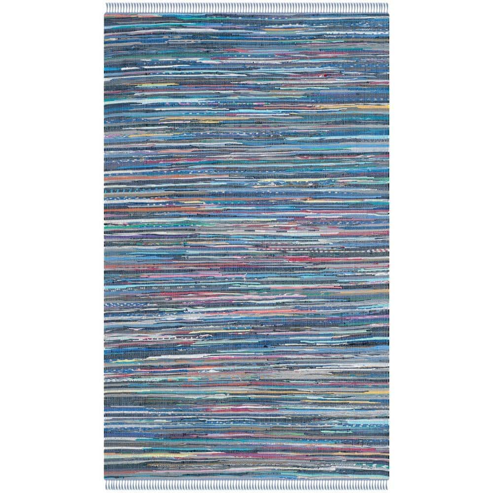 SAFAVIEH Rag Rug Purple/Multi 5 ft. x 8 ft. Striped Area Rug RAR121D5