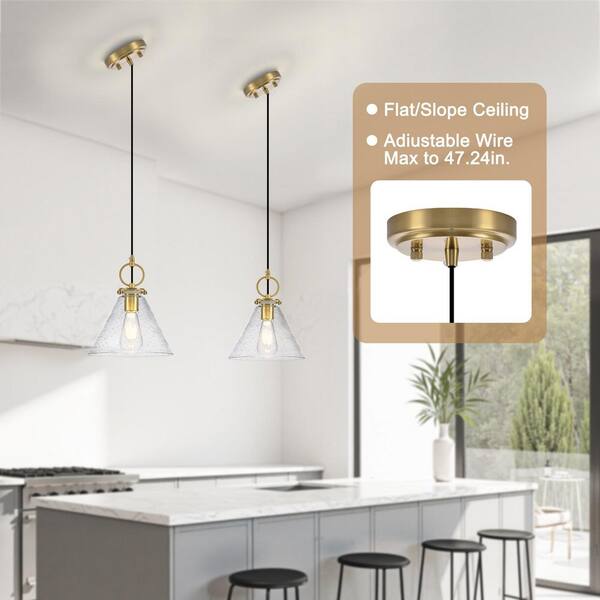 Henveton Jasslynn 9.05 in. Industrial Gold 1-Light Pendant Light