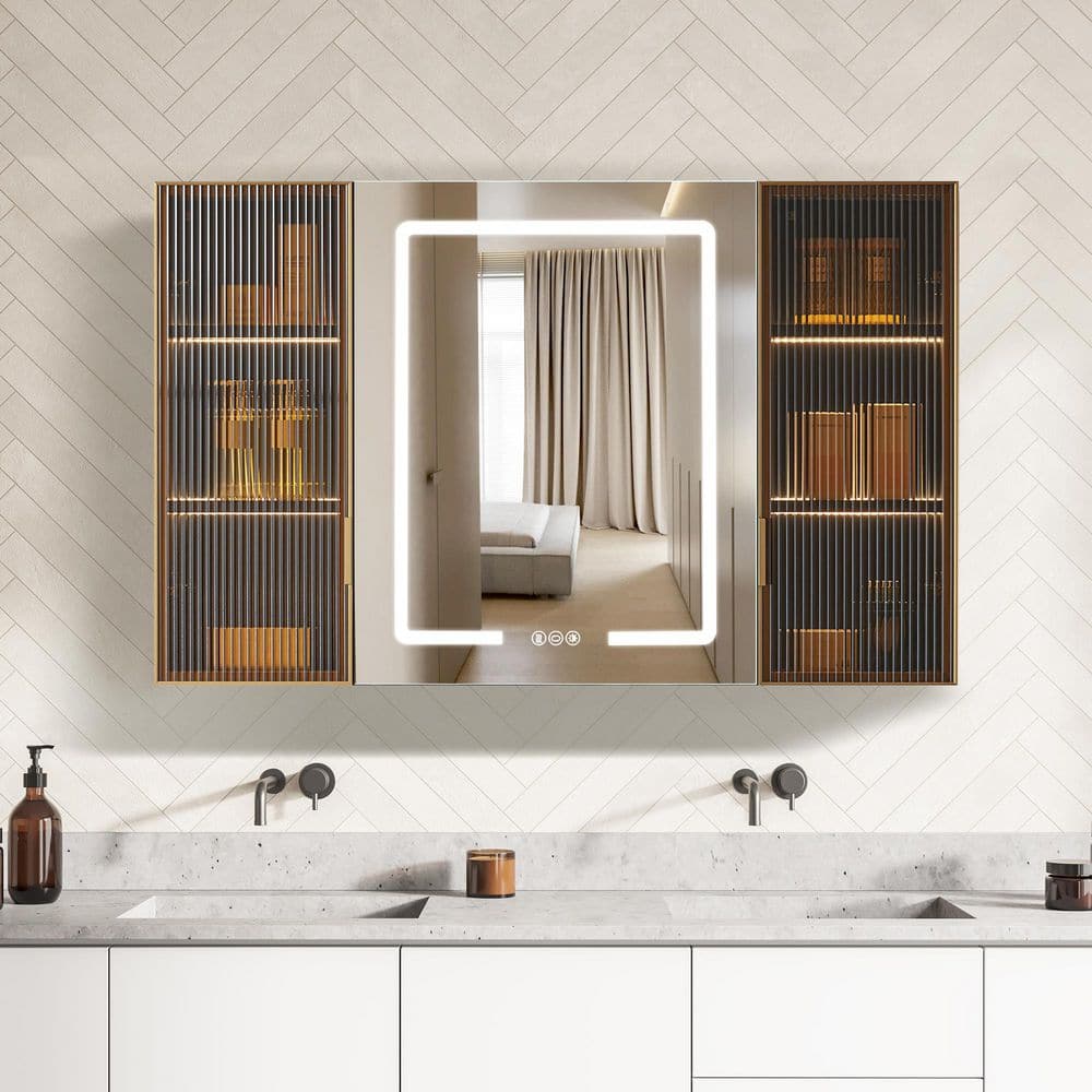 Cervia 47.2 in. W x 29.5 in. H Rectangular Frameless Medicine Cabinet with Aluminum LED Mirror price history on PriceWatchPro