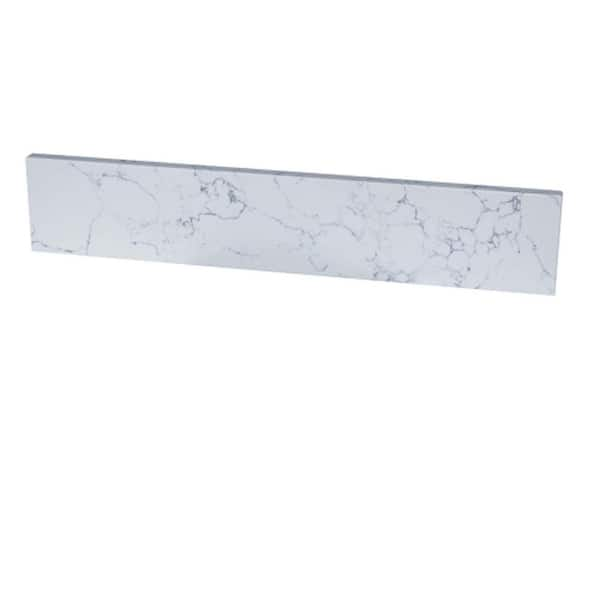 FUNKOL 31 in. W Engineered Stone Bathroom Vanity Backsplash in White ...