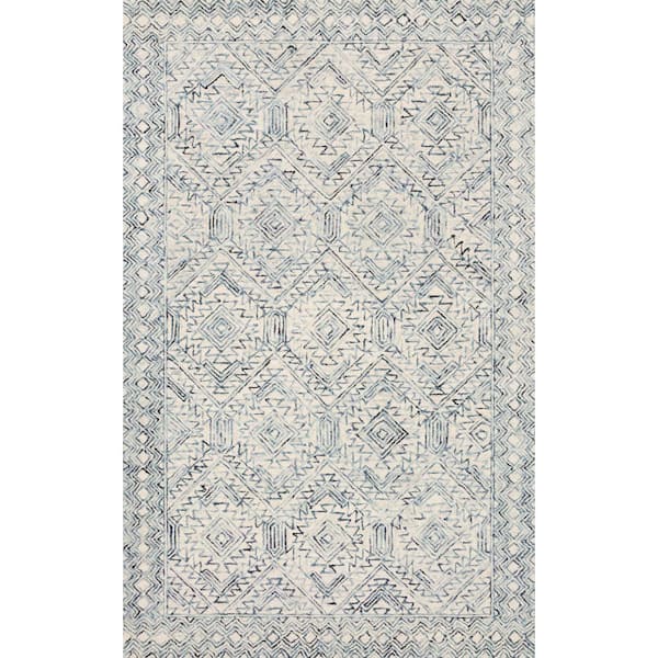 LOLOI II Ziva Bluestone 2 ft. 3 in. x 3 ft. 9 in. Contemporary 100% Wool Pile Area Rug