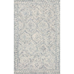 Ziva Bluestone 9 ft. 3 in. x 13 ft. Contemporary Wool Pile Area Rug