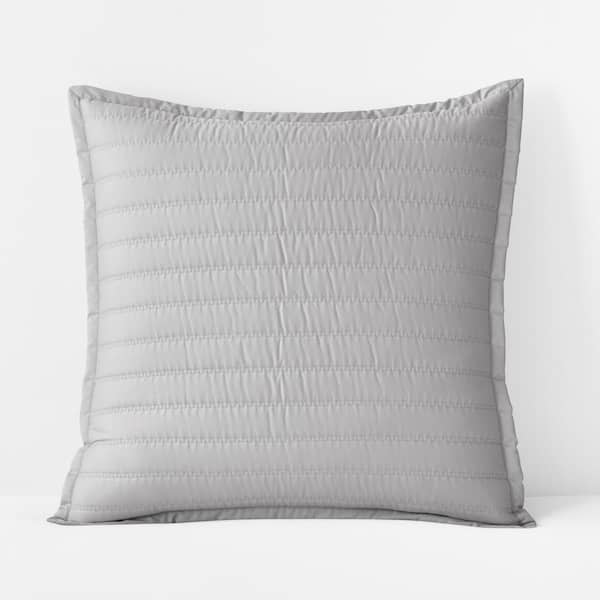 The Company Store Legends Hotel Wrinkle-Free Light Gray Cotton Sateen Euro Sham