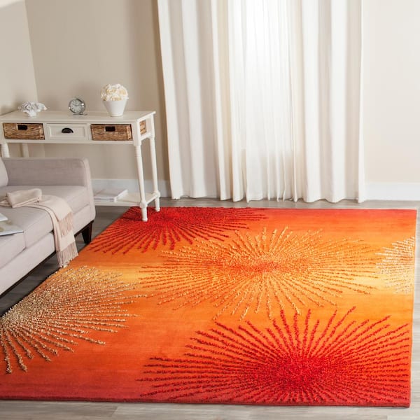 Soho Rust/Multi Wool 8 ft. x 10 ft. Floral Area Rug